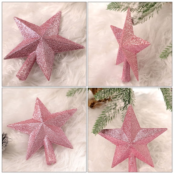 NICEXMAS 3Pcs Outdoor Tree Topper Pink Plastic Tree Topping Star for Christmas Friends