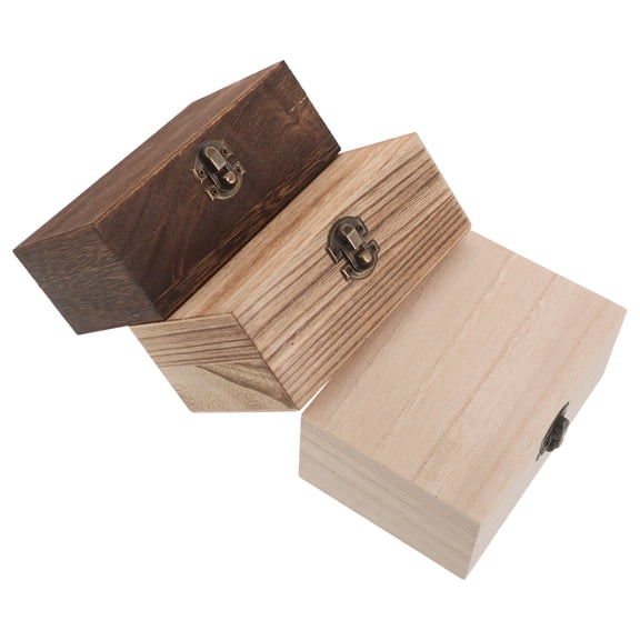 NICEXMAS 3-Piece Retro Wooden Treasure Chest Boxes, Multicolor Lockable Keepsake Storage Organizer Set for Jewelry Decor