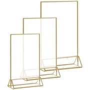 NICEXMAS 3-Pack Clear Acrylic Menu Display Holders with Metal Base, Tabletop Sign Stands for Restaurant, Cafe, or Retail Use