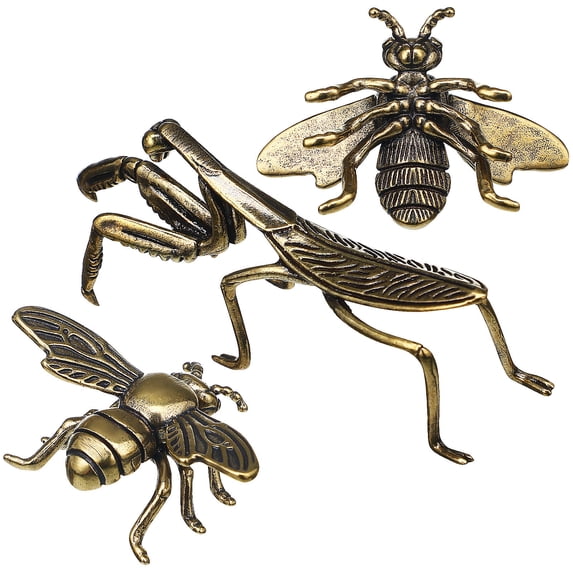 NICEXMAS 3Pcs Golden Brass Insect Figurines for Home Decoration and Tea Party Favors