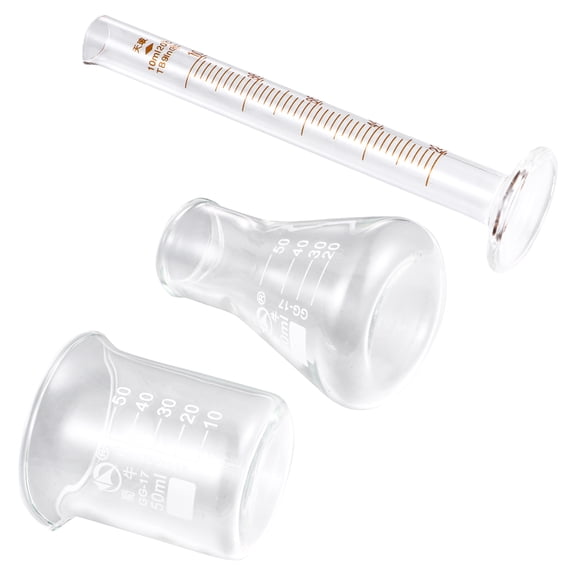 NICEXMAS Nicexmas Glass Graduated Cylinders Set Assorted Color for Measuring Use 3Pcs