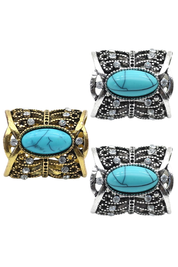 3Pcs Vintage Hollow Scarf Clips in Assorted Colors for Weddings and Banquets