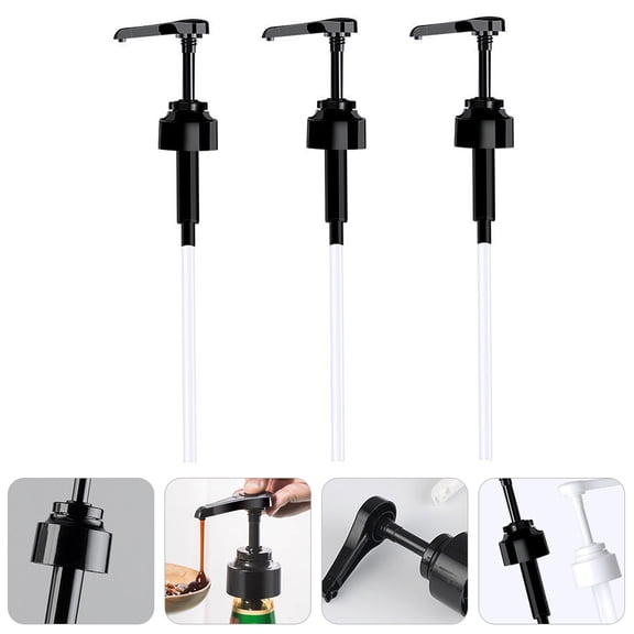 NICEXMAS 3-Pack Black Plastic Sauce Bottle Pumps with Leakproof Push Nozzles for Kitchen, Home, and Restaurant Use