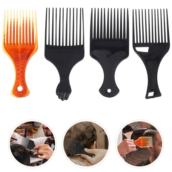 NICEXMAS Nicexmas ABS Hair Pick Combs for Curly and Afro Hair Styling, Assorted Colors, 4Pcs