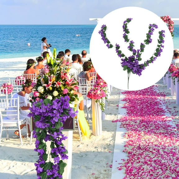 NICEXMAS  4 Petals Artificial Hangings Flowers Simulated Violet