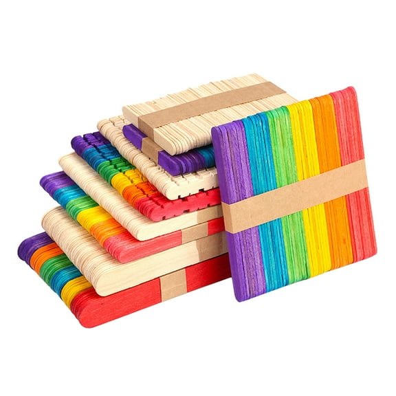NICEXMAS 400 Pcs Popsicle Stick Wooden Mini Sticks Stem Toys Child Colorful