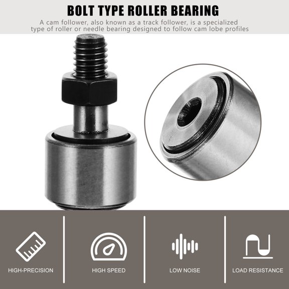 NICEXMAS 4Pcs Bolt Type Steel Roller Bearing High Precision Durable Cam Follower for Machines