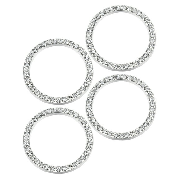 NICEXMAS 4Pcs Circle Car Engine Start Button Circles for Rhinestone Accented Push Button Cover