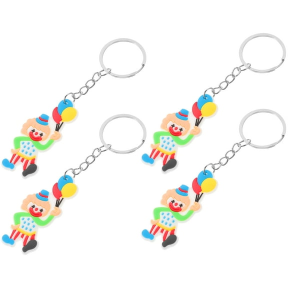 NICEXMAS 4-Pack Cute Plastic Clown Keychains with Compact PVC Design, Perfect for Events and Party Favors