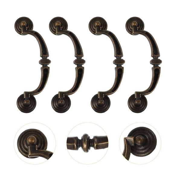NICEXMAS 4Pcs Decorative Cabinet Handles Zinc Alloy Coffee Replacement Part for Homeowners