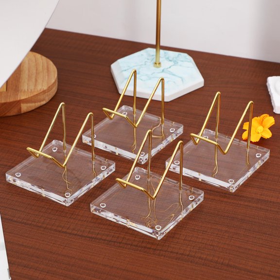 NICEXMAS 4Pcs Elegant Crystal Sphere Display Stands for Agate Stones Gems and Decorative Collections