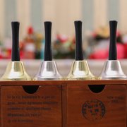 NICEXMAS Set of 4 Metal Christmas Hand Bells with Smooth Wooden Handles for Holiday Decor and Table Use