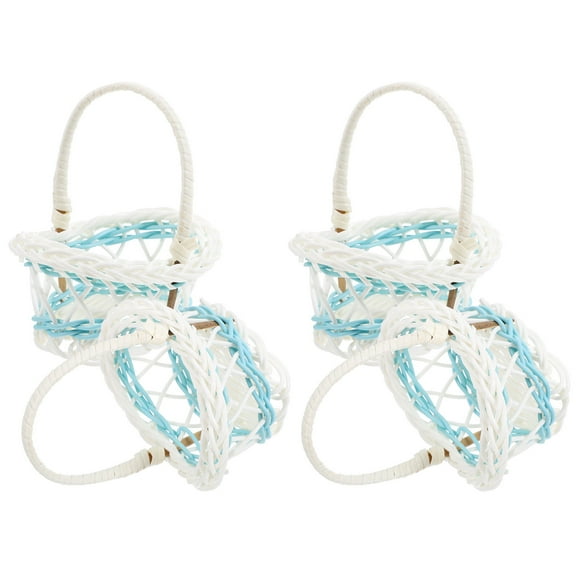 NICEXMAS 4-Pack Mini Handwoven Imitation Rattan Baskets Plastic Storage Organizer Decorative Containers for Women