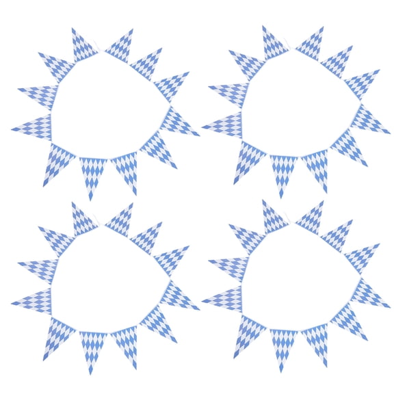 NICEXMAS 4Pcs Oktoberfest Triangular Flag Banner Waterproof Blue White Pennant for Authentic Decor