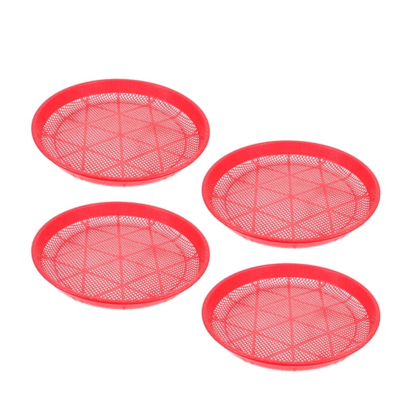 NICEXMAS 4-Pack Red Plastic Garden Soil Sifter with Round Mesh Pan for Efficient Daily Soil Straining and Gardening