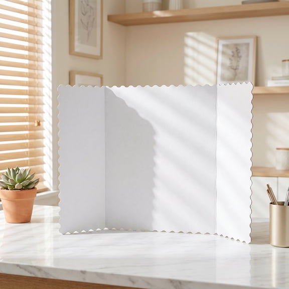 NICEXMAS Standing Poster Board White Trifold Design for Project Presentations 4Pcs