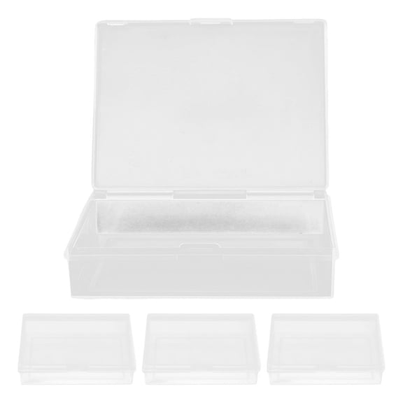 NICEXMAS 4-Pack Transparent Plastic Card Storage Boxes for General Use, Containers for Damage and Organization
