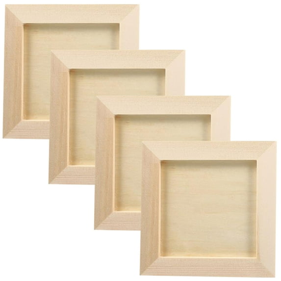 NICEXMAS 4Pcs Wood Frame Beige DIY Decoration Picture Display for Family Home Decoration