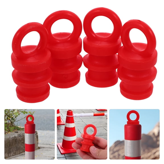 NICEXMAS Small Safety Cones Red Pe Polythene Warning Column Cap Secure Attachment