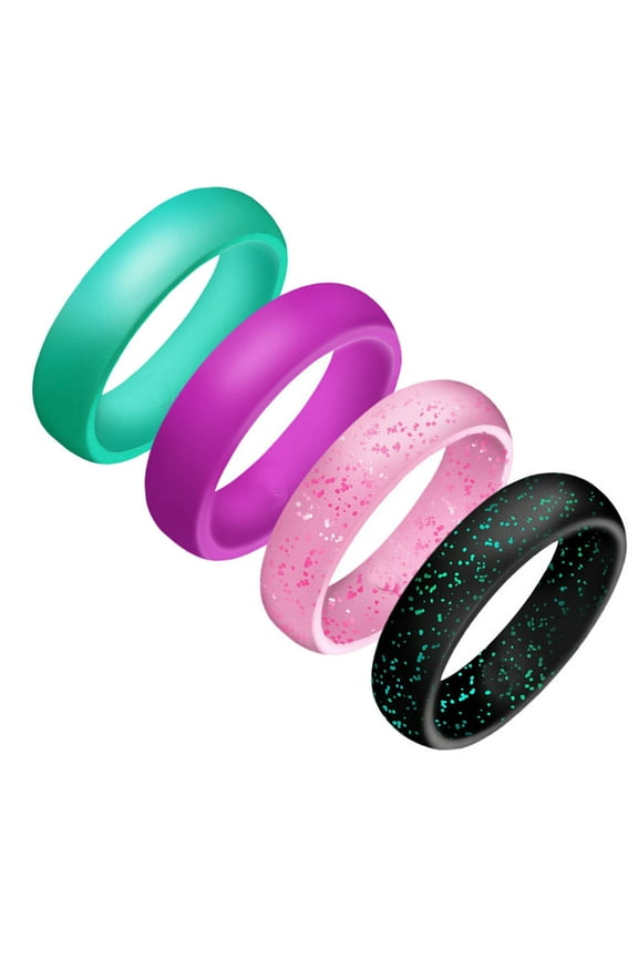 Simple Silicone Ring Assorted Color 4Pcs