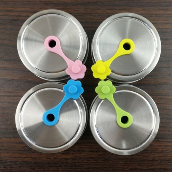 NICEXMAS 4pcs Stainless Steel Jar Covers with Straw Hole for Travel and Home Projects