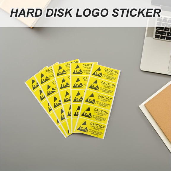 NICEXMAS 50pcs Yellow Pvc Anti Static Warning Label Sticker 3.9 X 2.2