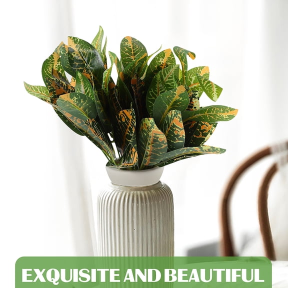 NICEXMAS 5Pcs Realistic Green Artificial Plant Leaves Faux Bush Stems for Indoor and Outdoor Home Decoration