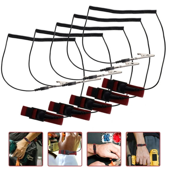 NICEXMAS Adjustable Grounding Wrist Strap Anti Static Wrist Straps Rubber 5Pcs