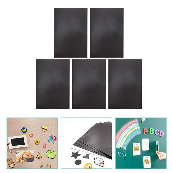 NICEXMAS 5Pcs Black Magnetic Sheets for Fridge Magnets Adhesive Backing Home