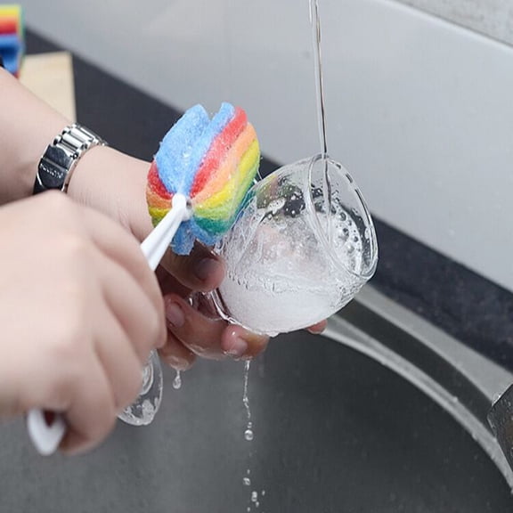 NICEXMAS 5Pcs Colorful Microfiber Cloth Plastic Cleaning Brush for Cup Bottle Glass Home Kitchen 11.8x2x2in