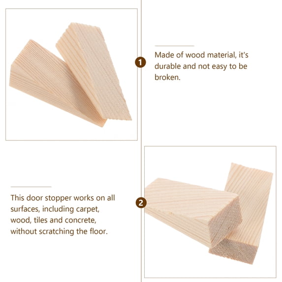 NICEXMAS 5Pcs Heavy Duty Wood Door Stop Prevent Collision Triangular Wedge Beige for Household Use