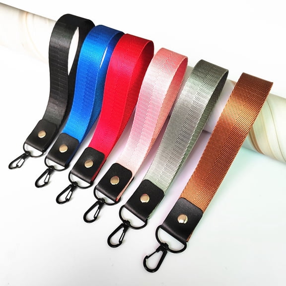 NICEXMAS 5Pcs Keychain Lanyard Wrist Rope in Assorted Colors with Smooth Polyester and Metal