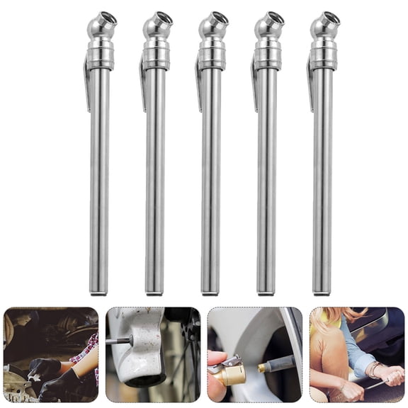 NICEXMAS Tire Gauge Pencil 5Set Car Tire Precise Testing Tool Silver Stainless Steel Back to School