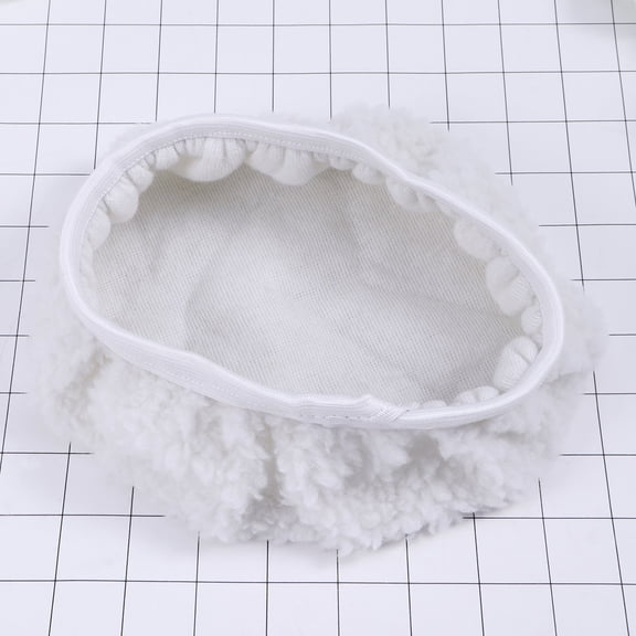 NICEXMAS 5Pcs White Lambswool Bonnet Pads for Car Use with High Water Absorption and Wax Application