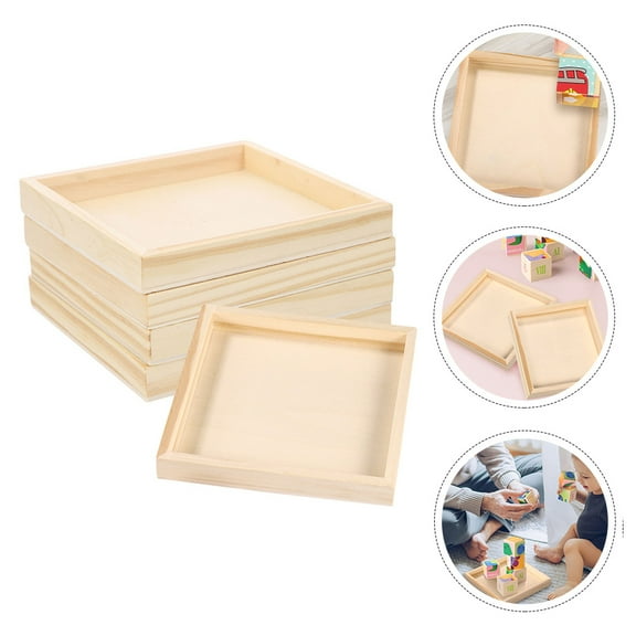 NICEXMAS Parents Wooden Nested Serving Trays Khaki 5Pcs