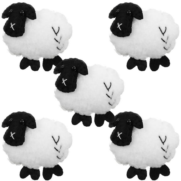 NICEXMAS 5pcs Wool Felt Sheep Embellishments Wool Felt Sheep for DIY Crafts Making