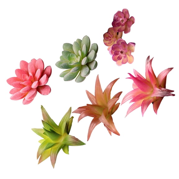 NICEXMAS 6Pcs Simulated Succulent Plant Decor Assorted Color Plastic