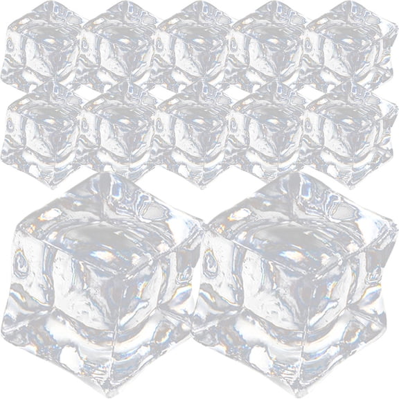 NICEXMAS 60Pcs Faux Ice Cube Clear Plastic Square Decorative for Vase Fillers and Parties