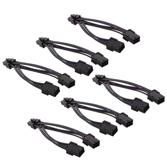 NICEXMAS 6Pcs Black GPU Power Adapter Cables for Computer Pcie Graphics Card High Efficiency