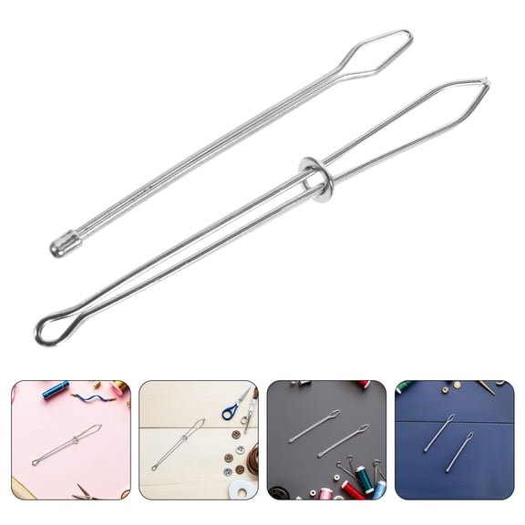 NICEXMAS 6-Piece Elastic Band Threader and Cord Threading Tool Set, Plated Metal for Sewing and Craft Projects