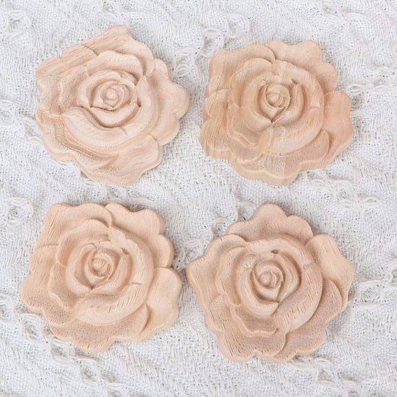 NICEXMAS 6-Pack Beige Wood Flower Wall Decals for Bedroom, Furniture, Home Decor and Decorative Stickers