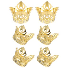 NICEXMAS 6Pcs Golden Crown Napkin Rings Elegant Metal Rings for Hotel Restaurant Use