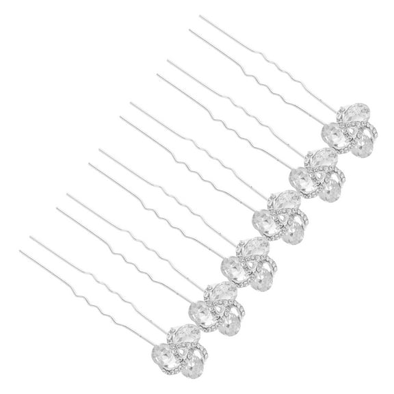 NICEXMAS 6Pcs Women Hair Ornament Rhinestone Flower Hair Clips Silver