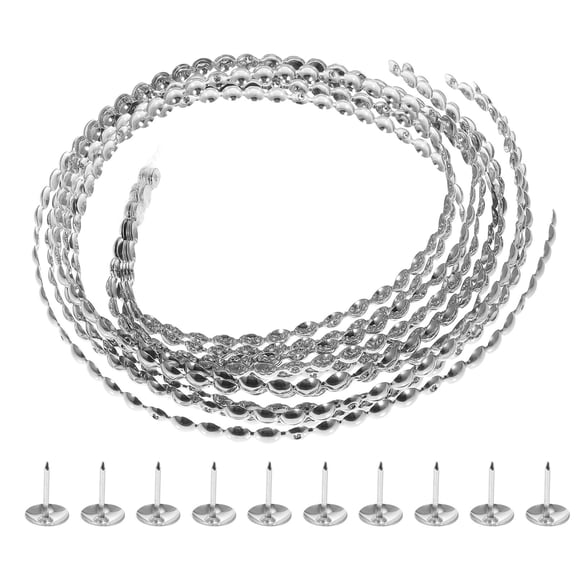 NICEXMAS 6Pcs Iron Nailhead Trim for Upholstery Decorative Tack Strips Silver 39.30X0.43X0.16in