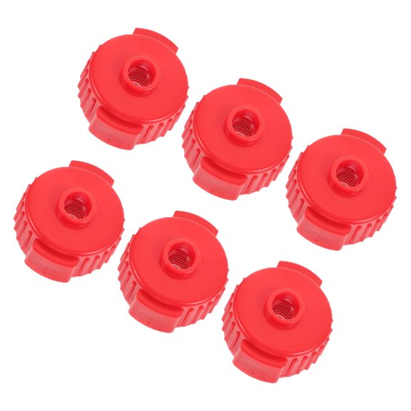 NICEXMAS 6-Pack Red Plastic Quick Nut Caps for Drum Cymbals, Lightweight Replacement Accessories