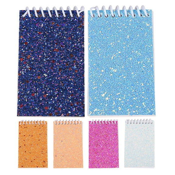 NICEXMAS 6Pcs Paper Metal Mini Notebooks for Creative Writing On-the-Go with Fashionable Sequin Design
