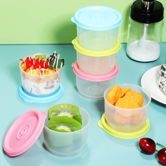 NICEXMAS 6-Pack Clear Condiment Containers with Lids, Small Food Storage Boxes for Travel, Meal Prep, and Freshness Preservation