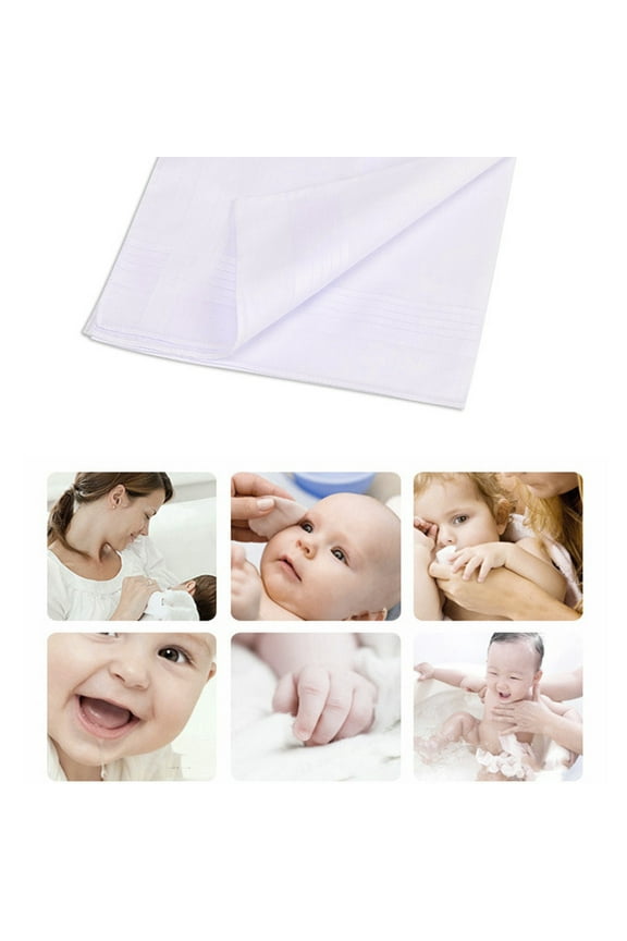 6Pcs White Cotton Handkerchief Graffiti Simple Design for Children
