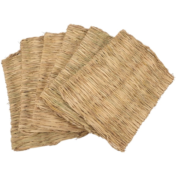 NICEXMAS 6Pcs Woven Pet Grass Mats for Chicken Coop Box Pads Light Brown 15.7x11x0.6in