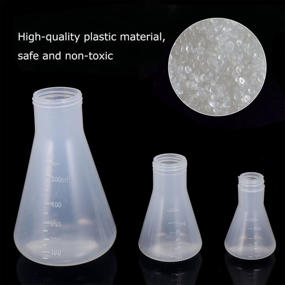 NICEXMAS 6-Pack 500ml Plastic Laboratory Flasks Set Science Lab Equipment